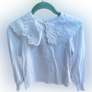Girls Zara White Eyelet Shirt Size 9 Years
